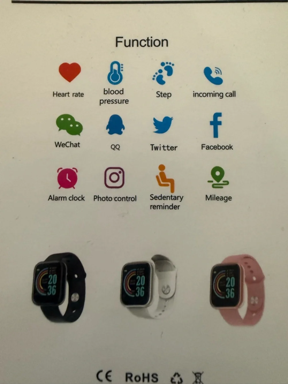 Fitness Smart Bracelet Activity Tracker Watch iPhone Android Heart Rate New 43mm